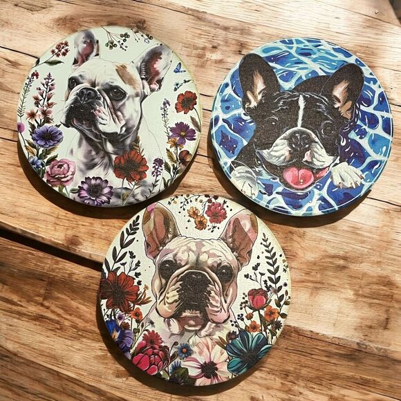 French Bulldog Wooden Coaster Set – Decorative Dog Design - Picture 3 of 3